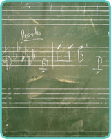 schoolbord muziektheorie conservatorium kunsthumaniora